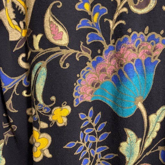 Chico's Blue Floral 3/4 Sleeve Cotton Top Size 2 Large - Picture 2 of 6